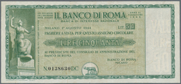Italy / Italien: Rare Assignat "Il Banco Di Roma" 50 Lire 1944 With Watermark On Security Paper, Lig - Other & Unclassified