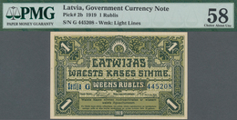 Latvia / Lettland: 1 Rublis 1919 Government Currency Note, P.2b, Almost Perfect With A Few Minor Sta - Lettland