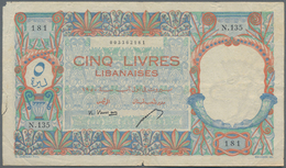 Lebanon / Libanon: Banque De Syrie Et Du Liban 5 Livres 1950, P.49, Still Strong Paper With A Few Fo - Libanon