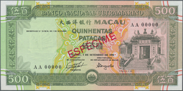 Macau / Macao: Banco Nacional Ultramarino 500 Patacas 1990 SPECIMEN, P.69s With Red Overprint "Espec - Macau