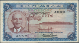 Malawi: Reserve Bank Of Malawi 5 Pounds L.1964, P.4, Very Popular And Rare Banknote, Still Great Con - Malawi