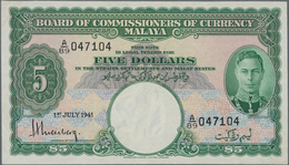 Malaya: Board Of Commissioners Of Currency 5 Dollars 1941, P.12, Almost Perfect Condition With A Tin - Malaysia
