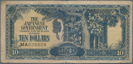 Malaya: The Japanese Government Set With 4 Banknotes 10 Dollars ND(1942-44), P.M7a In F-/F Condition - Malesia