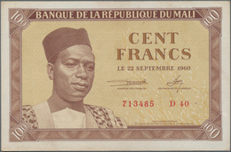 Mali: Banque De La République Du Mali 100 Francs 1960, P.2, Almost Perfect Condition With A Few Spot - Mali