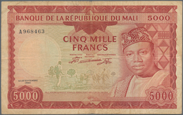Mali: Banque De La République Du Mali 5000 Francs 1960 (1967), P.10, Lightly Stained Paper With Smal - Mali