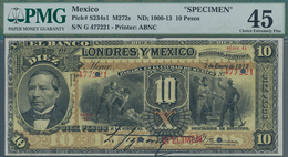 Mexico: El Banco De Londres Y Mexico 10 Pesos ND(1900-13) SPECIMEN, P.S234s1, Highly Rare And Seldom - Messico