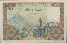 Morocco / Marokko: Banque D'État Du Maroc 5000 Francs 1953, P.49, Lightly Pressed With Small Margin - Marokko