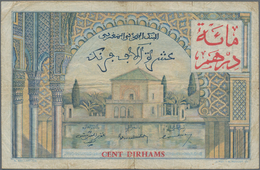 Morocco / Marokko: Banque D'État Du Maroc 100 Dirhams On 10.000 Francs 1955 (1959), P.52, Small Marg - Marokko
