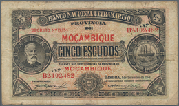 Mozambique: Banco Nacional Ultramarino 5 Escudos 1941, P.83, Small Border Tears And Lightly Toned Pa - Mozambique