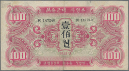 North Korea / Banknoten: Russian Army Headquarters Set With 3 Banknotes Series 1945 With 1 Won P.1 ( - Andere & Zonder Classificatie