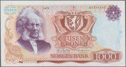 Norway / Norwegen: 1000 Kroner 1975, P.40a, Very Popular And Rare Banknote In Great Condition, Just - Noorwegen