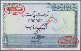 Pakistan:  Government Of Pakistan 1 Rupee ND(1974-79) De La Rue SPECIMEN, P.24As, Zero Serial Number - Pakistan