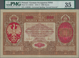 Poland / Polen: State Loan Bank, German Occupation WW I, 1000 Marek 1916, Title On Front Reads "Zarz - Polen