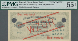 Poland / Polen: State Loan Bank 500.000 Marek 1923 SPECIMEN, P.36s With Red Overprint "WZOR" And "Be - Poland