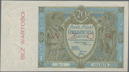 Poland / Polen: Bank Polski 20 Zlotych 1926 SPECIMEN, P.66s With Red Overprint "Wzor" And "Bez Warto - Polen