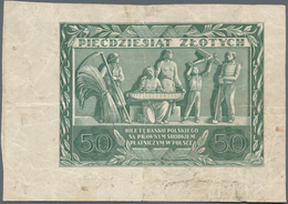 Poland / Polen: Bank Polski 50 Zlotych 1936 Reverse Only, P.78b, Previously Mounted With Traces Of S - Polen