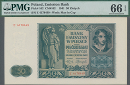 Poland / Polen: Emission Bank 50 Zlotych 1941, P.102, Serial Number E4178449, PMG Graded 66 Gem Unci - Poland