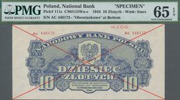 Poland / Polen: 10 Zlotych 1944 SPECIMEN, Last Word In Text Spelled As "OBOWIAZKOWE"" (correct; Prin - Poland