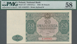 Poland / Polen: 20 Zlotych 1946, P.127, Serial Number A1047971, PMG Graded 58 Choice About Unc. - Poland