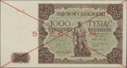 Poland / Polen: Narodowy Bank Polski 1000 Zlotych 1947 SPECIMEN, P.133s With Cross Cancellation, Red - Polen