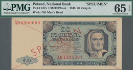 Poland / Polen: 20 Zlotych 1948 SPECIMEN, P.137s With Cross Cancellation, Red Overprint "Specimen" A - Poland