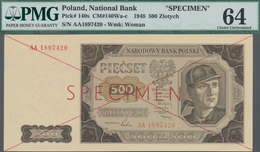 Poland / Polen: 500 Zlotych 1948 SPECIMEN, P.140s With Cross Cancellation, Red Overprint "Specimen" - Polen