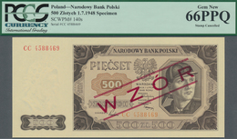 Poland / Polen: 500 Zlotych 1948 SPECIMEN, P.140s With Red Overprint "Wzor" And Regular Serial Numbe - Polen