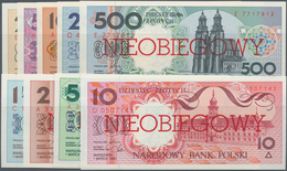 Poland / Polen: Set With 9 Banknotes Series 1990 "NIEOBIEGOWY" With 1, 2, 5, 10, 20, 50, 100, 200 An - Poland