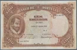 Portugal: Banco De Portugal 100 Escudos 1920, P.124, Very Attractive And Extraordinary Rare Banknote - Portogallo