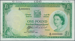 Rhodesia & Nyasaland: 1 Pound January 25th 1961 SPECIMEN, P.21bs With Perforation Specimen At Lower - Rhodesia