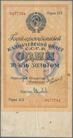 Russia / Russland: 1 Gold Ruble 1924, P.186, Tiny Rusty Spots And A Few Folds. Condition: F+ - Russia