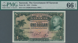 Sarawak: The Government Of Sarawak 1 Dollar 1935, P.20, Very Popular Note And Highly Rare In This Ex - Maleisië