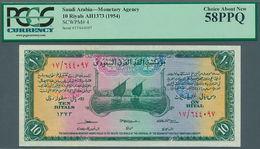 Saudi Arabia  / Saudi Arabien: 10 Riyals ND(1954) P. 4, Condition: PCGS Graded Choice About New 58PP - Saudi Arabia