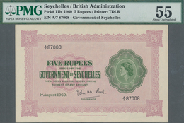 Seychelles / Seychellen: 5 Rupees 1960, P.11b, Soft Vertical Bend At Center And Lightly Toned At Upp - Seychellen