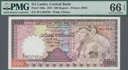 Sri Lanka: Central Bank Of Sri Lanka 500 Rupees 1987, P.100a, Great Original Shape, PMG Graded 66 Ge - Sri Lanka