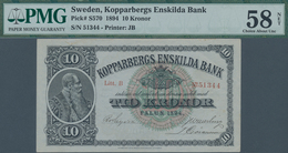 Sweden / Schweden: Koppabergs Enskilada Bank 10 Kronor 1894, P.S570, Great Original Shape With A Few - Suède