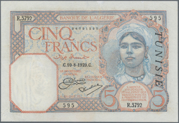 Tunisia / Tunisien: Banque De L'Algérie – TUNISIE Pair With 5 Francs November 18th 1925 (F/F-) And 5 - Tunesien