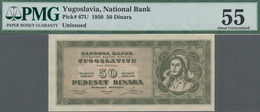 Yugoslavia / Jugoslavien: National Bank Of Yugoslavia 50 Dinara 1950, P.67U, Unissued Series, Lightl - Yugoslavia