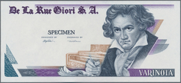 Testbanknoten: Bundle Of 100 Pcs. Test Notes By De La Rue Giori S.A. VARINOTA With Portrait Of Ludwi - Specimen