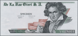 Testbanknoten: Bundle Of 100 Pcs. Test Notes By De La Rue Giori S.A. VARINOTA With Portrait Of Ludwi - Fictifs & Spécimens