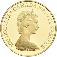 Kanada - Anlagegold: Elizabeth II. 1952-,: 100 Dollars 1981, O Canada / Nationalhymne. KM# 131, Frie - Canada