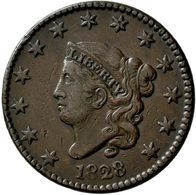 Vereinigte Staaten Von Amerika: 1828 1c USA Large Cent N-11 VF/XF. A Little Removable Verdigris In T - Sonstige & Ohne Zuordnung