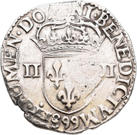 Frankreich: Charles X. 1589-1596: 1/4 ECU 1596 99 = Dinan (Quart D'Ecu). Duplessy 1177. 9,43 G. Lege - Sonstige & Ohne Zuordnung