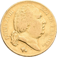 Frankreich - Anlagegold: Louis XVIII. 1814-1824: 20 Francs 1818 W, KM# 712.9, Friedberg 539. 6,37 G, - Sonstige & Ohne Zuordnung