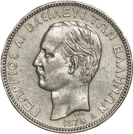 Griechenland: Georg I. 1863-1913: 5 Drachmen 1875 In 900er Silber, KM# 46, Sehr Schön - Vorzüglich. - Griechenland