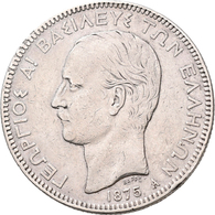 Griechenland: Georg I. 1863-1913: Lot 2 Münzen Zu 5 Drachmen 1875 In 900er Silber, KM# 46, Beide Mit - Griekenland