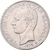 Griechenland: Georg I. 1863-1913: Lot 2 Münzen Zu 5 Drachmen 1875 In 900er Silber, KM# 46, Beide Mit - Greece