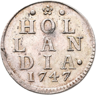 Niederlande: Provinz Holland 1581-1795: Duit 1747. HOL LAN DIA 1747. 3,20 G Silber. KM# 80a. Sehr Sc - 1795-1814 :  Frans Protectoraat Van Napoleon