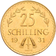 Österreich - Anlagegold: 1. Republik Bis 1945: 25 Schilling 1931, Edelweiss, KM# 2841, Friedberg 521 - Oostenrijk