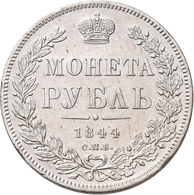 Russland: Nikolaus I. 1825-1855: Rubel 1844 CПБ-КБ, St. Petersburg. KM# C 168.1, Bitkin 205, Davenpo - Rusland